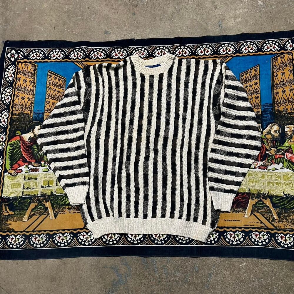 Coogi style 3d knit sweater men large tall baggy oversized towncraft chunky knit